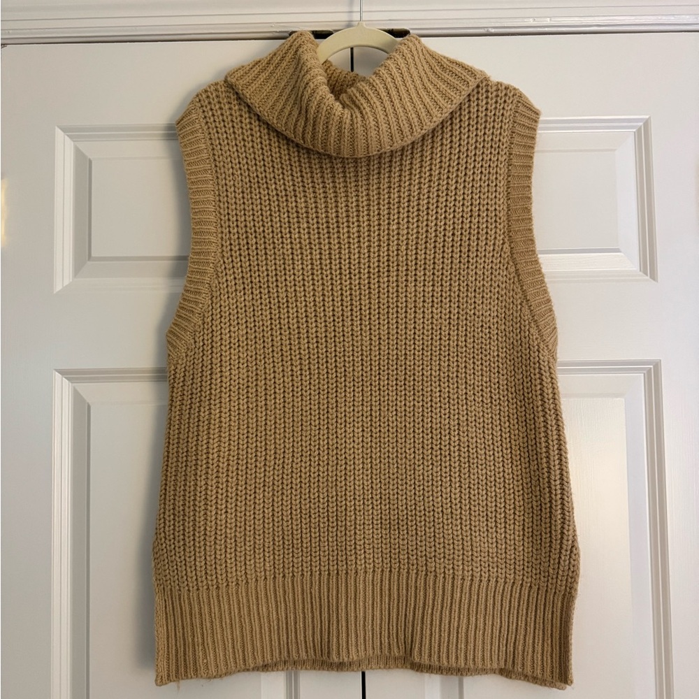 Zara Tan Long Sleeveless Sweater